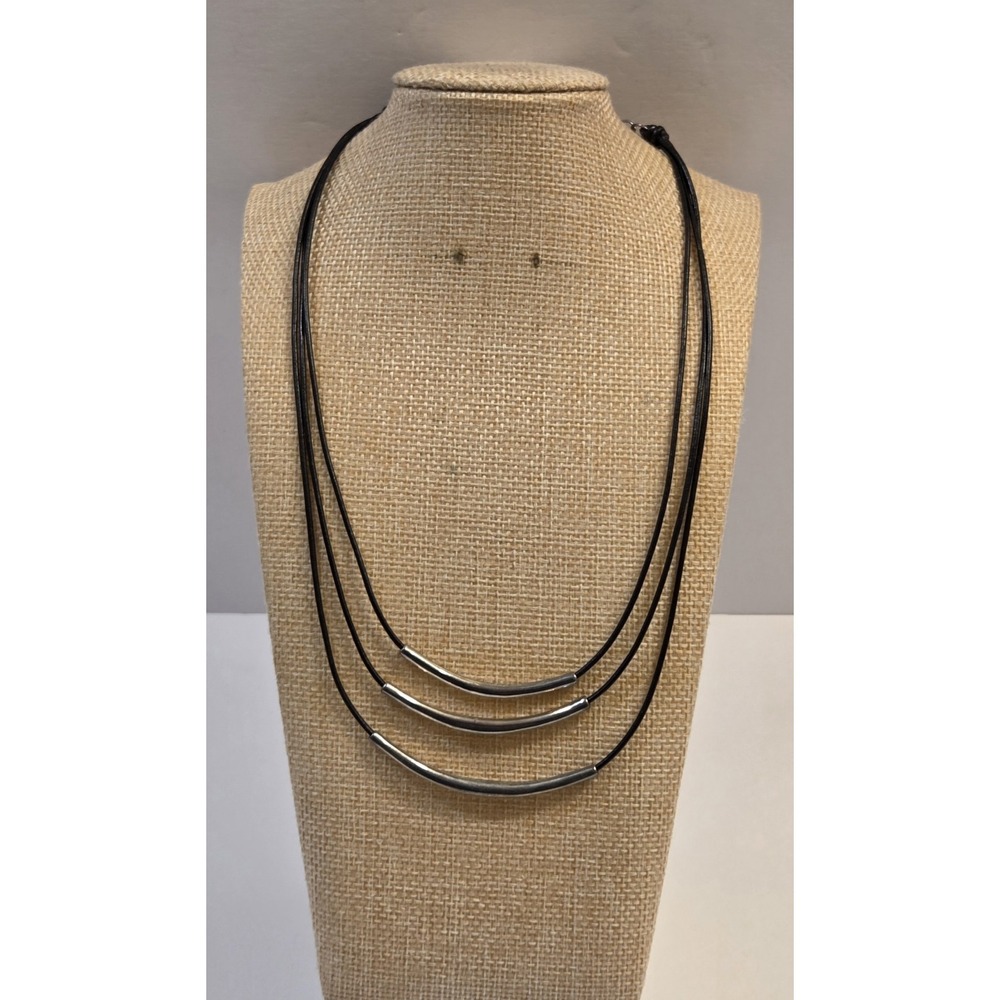 Retired Silpada Sterling Silver Triple Strand Cord Necklace Adjustable 16-18"
